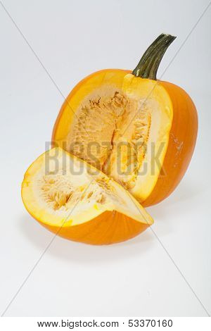 Fresh orange pumpkin isolated on white background