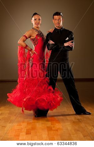 Professional Ballroom Dance Couple Preform An Exhibition Dance