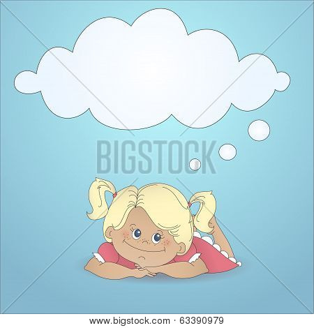 Cartoon girl with a thought bubble