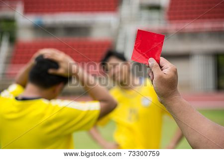Referee Soccer Show Card For Warning And  Recorded Player Foul