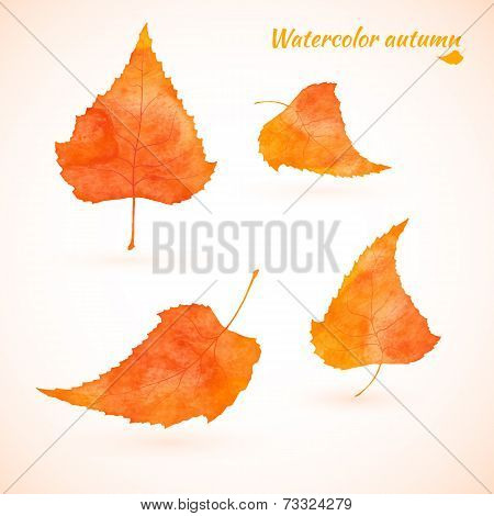 watercolor set of autumn leaves