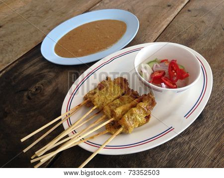 Asian food - Pork Satay with Peanut Sauce