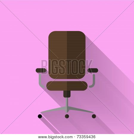 Colorful Flat Design Office Chair Icon