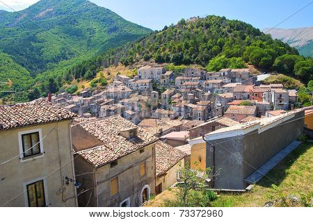 Panoramic view of Morano Calabro. Calabria. Italy.