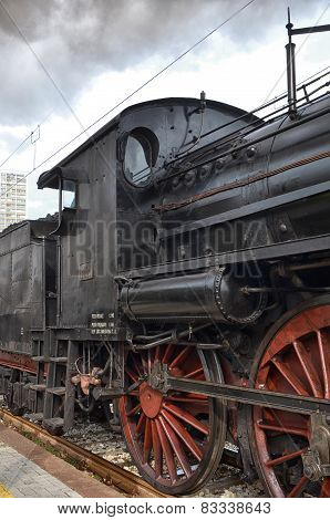 Detail of old classic steam locomotive