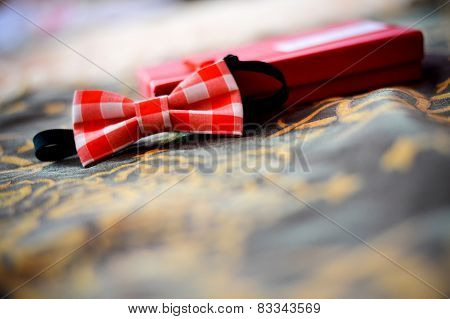 Bow Tie With Red Squares