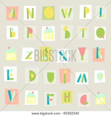 Hand Drawn Trendy Alphabet on light background
