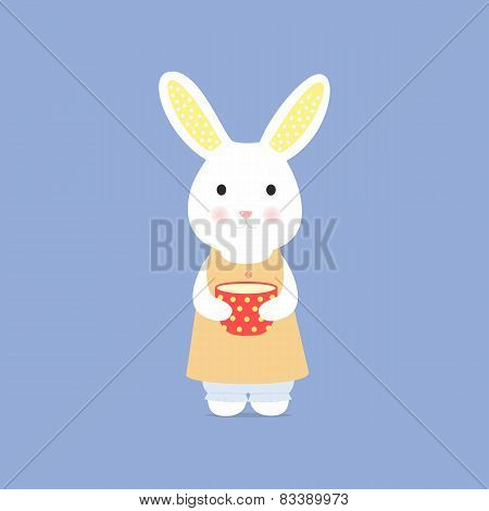 Cute rabbit with cup