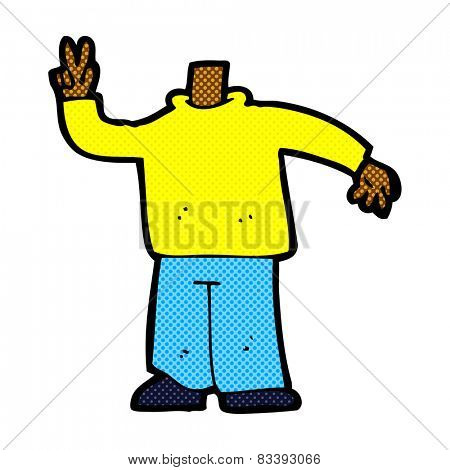 retro comic book style cartoon body giving peace sign  (mix and match retro comic book style cartoons or add own photos)