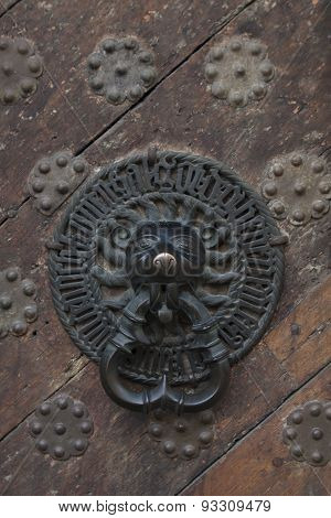 antique bell in middle ages door