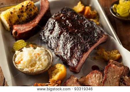Barbecue Smoked Brisket And Ribs Platter