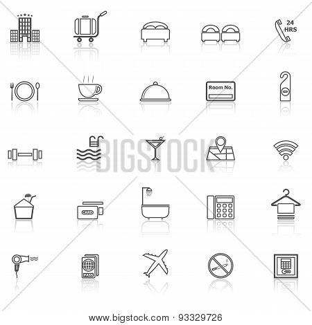 Hotel Line Icons With Reflect On White