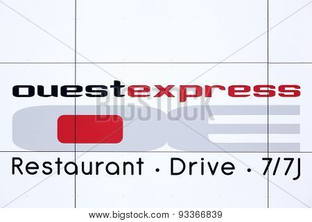 Villefranche sur Saone, France - May 24, 2015: Ouest Express is a quick service restaurant in France and it belongs to the chain restaurant of Paul Bocuse, famous french cook chef