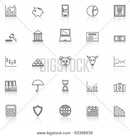 Stock Market Line Icons With Reflect On White