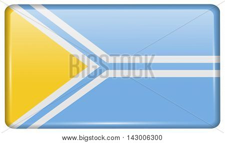 Flags Tuva In The Form Of A Magnet On Refrigerator With Reflections Light. Vector