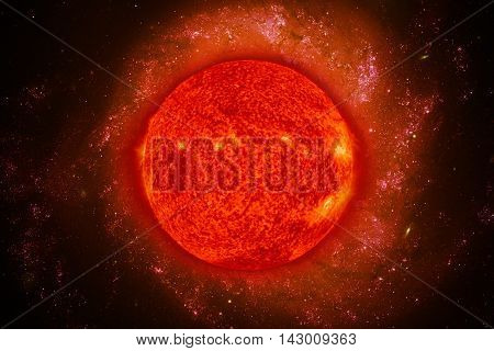 Solar System - Sun. It is the star at the center of the Solar System. Sun is a G-type main-sequence star and it is informally referred to as a yellow dwarf. Elements of this image furnished by NASA.
