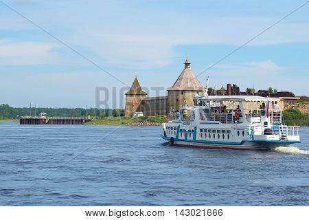SHLISSELBURG, RUSSIA - AUGUST 01, 2016: Pleasure boat 