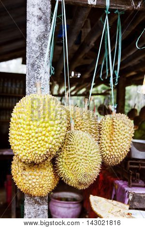 Open air fruit market in the village in Bali, Indonesia.