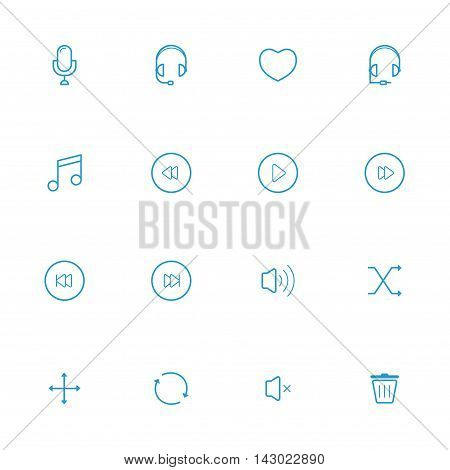 Music blue line icons and Communication blue lineicons