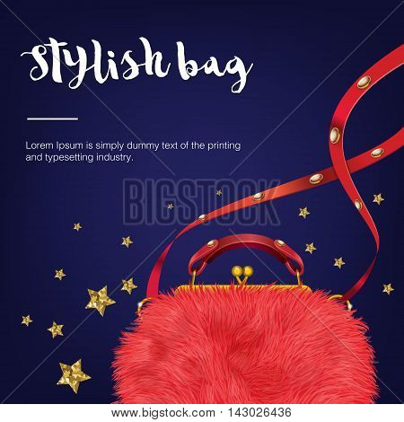 Stylish fashion and trendy wool woman's bag with stars.
