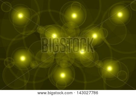 Digital lens flare in black background horizontal frame green abstract background