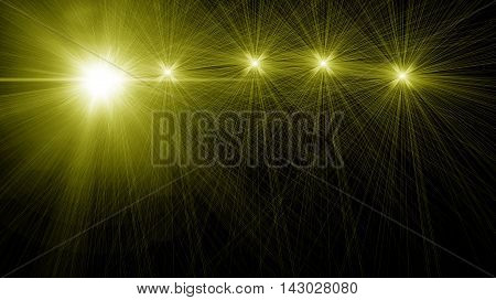 Digital lens flare in black background horizontal frame warm and abstract background