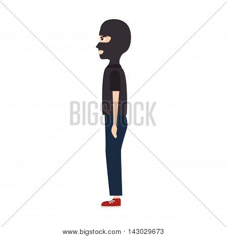 thief robber mask black clothes male man vector illustration isolated