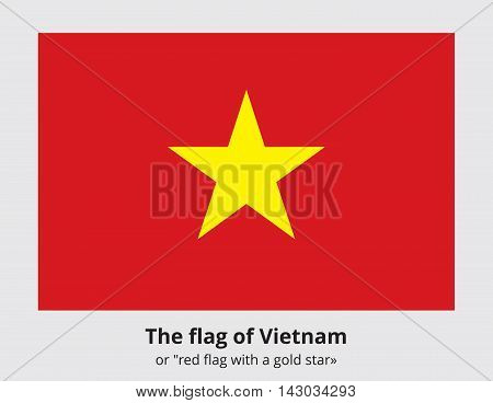 The flag of The Democratic Republic of Vietnam. It depicts a five-pointed star on a red background. Vietnamese state symbol. Proper colors and proportions. Vector eps8 illustration.