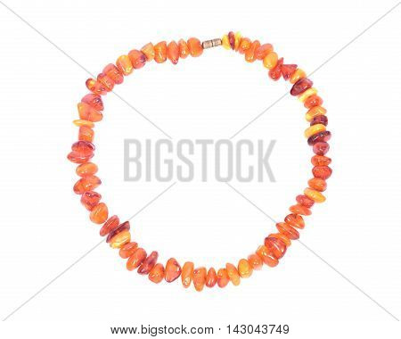 Raw Polished Adult Baltic Amber Necklace Separated on White Background
