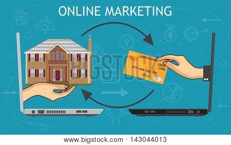 e-commerce concept
,online shopping marketing connection conceptual illustration vector