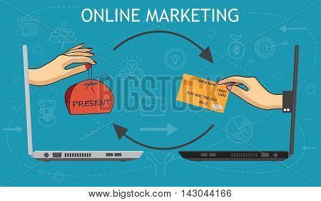 e-commerce concept
,online shopping marketing connection conceptual illustration vector