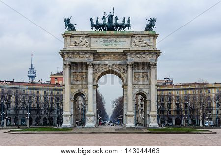 Simplon Gate the oldest town gate of Milan Italy