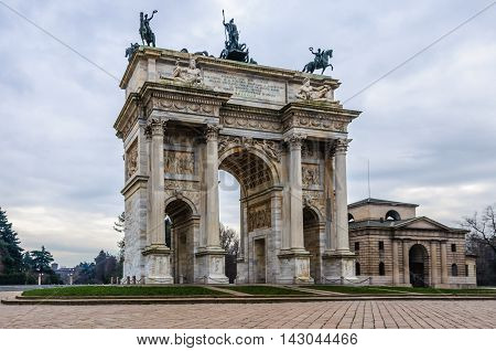 Simplon Gate the oldest town gate of Milan Italy