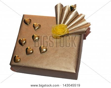 Very luxury wrapping gift with gold hearts