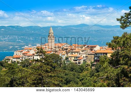 Panoramic view of the old town of Vrbnik on the Island of Krk, Croatia