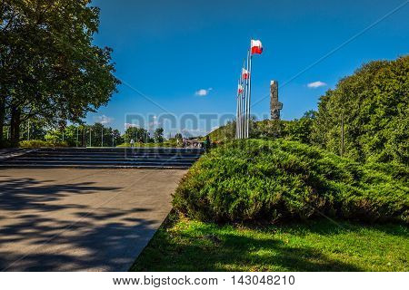 Westerplatte. Monument commemorating first battle of Second World War and Polish Defense War