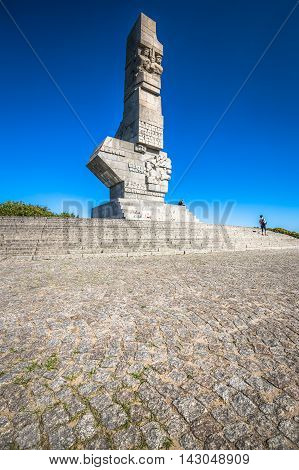 Westerplatte. Monument commemorating first battle of Second World War and Polish Defense War