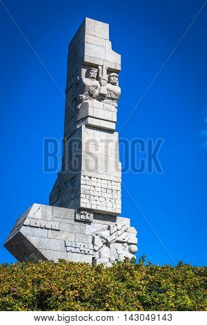 Westerplatte. Monument commemorating first battle of Second World War and Polish Defense War