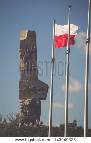 Westerplatte. Monument commemorating first battle of Second World War and Polish Defense War