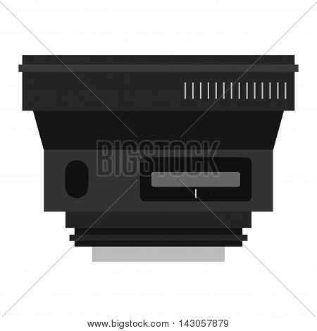 Camera photo optic lense on white background vector. Objective equipment, professional look photo optic lense. Photo optic lense igital equipment optical technology.