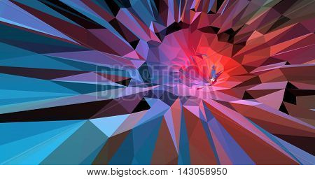 Polygonal 3d abstract background colorful in red and blue tone