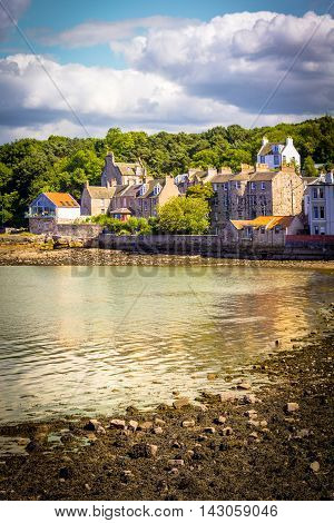 Panorama of South Queensferry near Edinburgh Scotland UK
