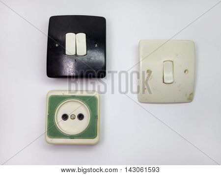 Two vintage switches and the green socket
