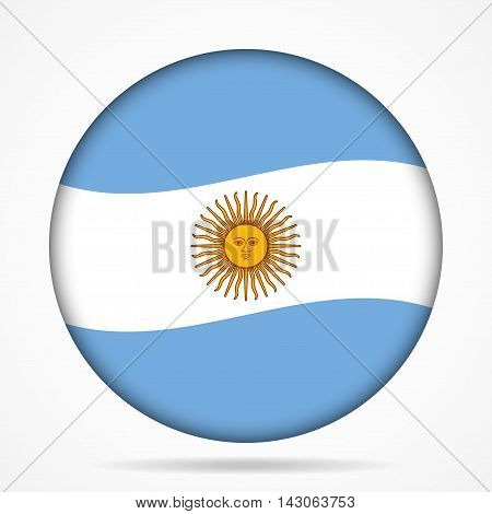 button with waving national flag of Argentina and shadow