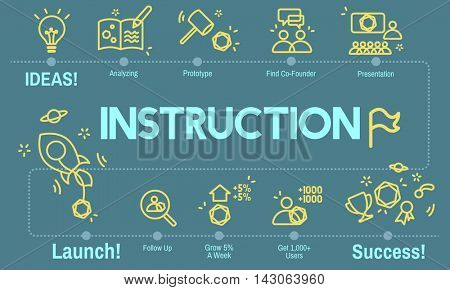 Instruction Document Guidebook Handbook Help Concept