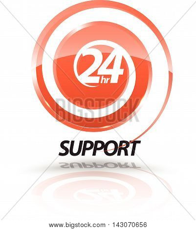 24hr support with swirl. Vector illustration. for support symbol.