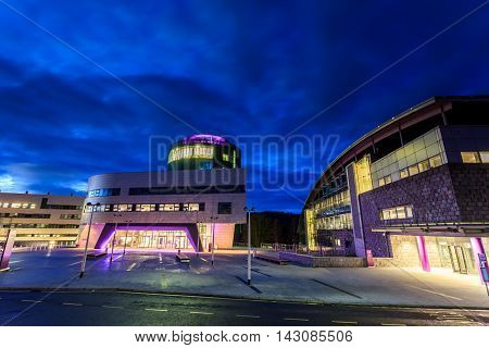 ABERDEEN SCOTLAND - 9 FEBRUARY 2015 - The Robert Gordon University (RGU) in Aberdeen during sunrise on February 09 2016. RGU is one of the UK's top Universities in oil and gas industry.