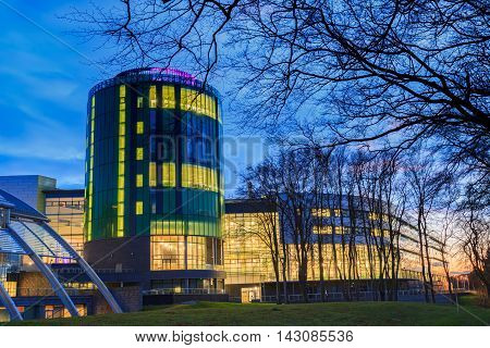 ABERDEEN SCOTLAND - 9 FEBRUARY 2015 - The Robert Gordon University (RGU) in Aberdeen during sunrise on February 09 2016. RGU is one of the UK's top Universities in oil and gas industry.