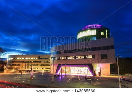 ABERDEEN SCOTLAND - 9 FEBUARY 2015 The Robert Gordon University (RGU) in Aberdeen during sunrise on February 09 2016. RGU is one of the UK's top Universities in oil and gas industry.