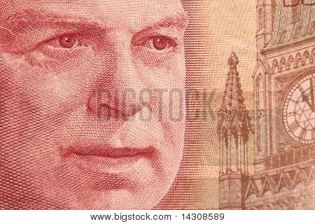 Portræt af William Lyon Mackenzie King på en 50 Dollar Bill